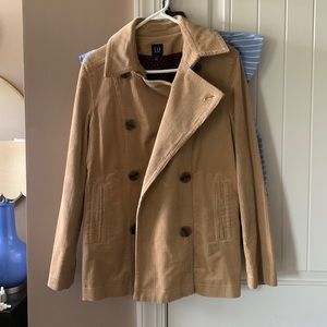 Gap M corduroy pea coat camel